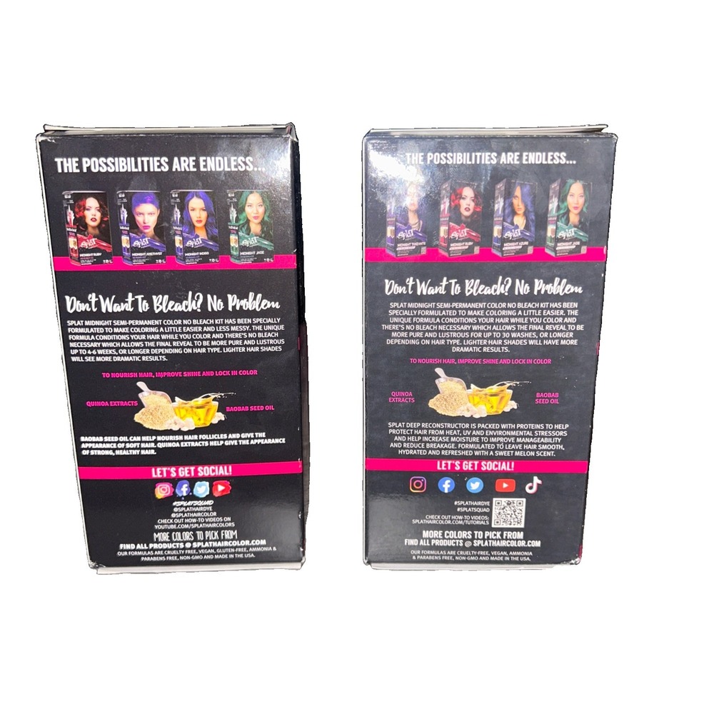 Splat Rebellious Colors Hair Coloring Complete Kit, Midnight Magenta LOT OF 2 - Picture 3 of 4